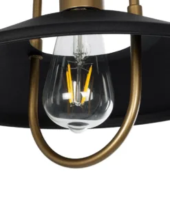 GLOBOSTAR® BILLA 203-0042 Vintage Κρεμαστό Φωτιστικό Οροφής με Ντουί 1 x E27 AC 220-240V IP20 - Μαύρο & Χρυσό - M30.5 x Π30.5 x Υ20cm 18 203 0042 8