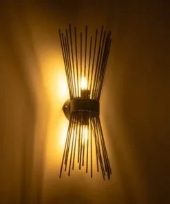 Alternative view of GloboStar® HORN 203-0043 Vintage Επιτοίχιο Φωτιστικό Απλίκα Δίφωτο 2 x E14 IP20 Μαύρο Μέταλλο - Μ14 x Π17 x Υ44.5cm