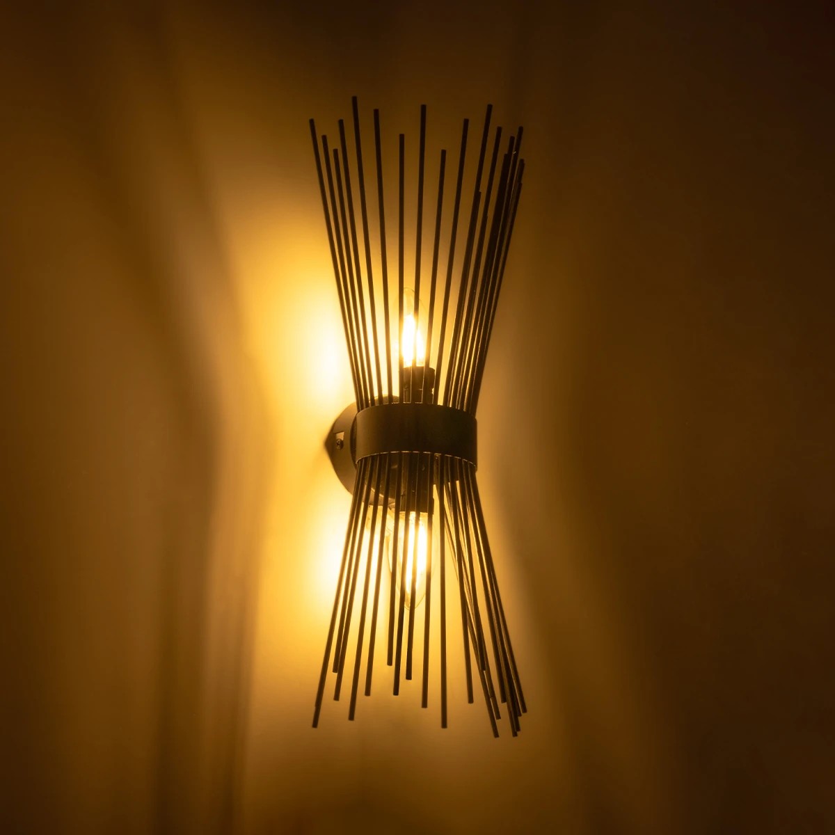 GloboStar® HORN 203-0043 Vintage Επιτοίχιο Φωτιστικό Απλίκα Δίφωτο 2 x E14 IP20 Μαύρο Μέταλλο - Μ14 x Π17 x Υ44.5cm 3 GloboStar® HORN 203-0043 Vintage Επιτοίχιο Φωτιστικό Απλίκα Δίφωτο 2 x E14 IP20 Μαύρο Μέταλλο - Μ14 x Π17 x Υ44.5cm - Image 2