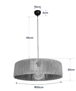 GLOBOSTAR® KYCLOS 203-0044 Boho Κρεμαστό Φωτιστικό Οροφής με Ντουί 1 x E27 AC 220-240V IP20 - Μπεζ - M55 x Π55 x Υ20cm 22 203 0044 11