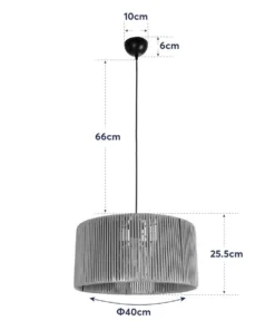 GLOBOSTAR® KYCLOS 203-0049 Boho Κρεμαστό Φωτιστικό Οροφής με Ντουί 1 x E27 AC 220-240V IP20 - Μπεζ - M40 x Π40 x Υ25.5cm 20 203 0049 10