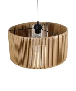 GLOBOSTAR® KYCLOS 203-0049 Boho Κρεμαστό Φωτιστικό Οροφής με Ντουί 1 x E27 AC 220-240V IP20 - Μπεζ - M40 x Π40 x Υ25.5cm 16 203 0049 6