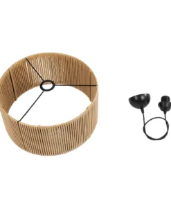 GLOBOSTAR® KYCLOS 203-0049 Boho Κρεμαστό Φωτιστικό Οροφής με Ντουί 1 x E27 AC 220-240V IP20 - Μπεζ - M40 x Π40 x Υ25.5cm 19 203 0049 9