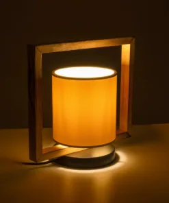 Alternative view of GloboStar® CUP 203-0052 Vintage Επιτραπέζιο Φωτιστικό Πορτατίφ Μονόφωτο 1 x E27 IP20 Καφέ Ξύλο με Λευκό Ύφασμα - Μ28 x Π20 x Υ28cm