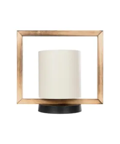 GloboStar® CUP 203-0052 Vintage Επιτραπέζιο Φωτιστικό Πορτατίφ Μονόφωτο 1 x E27 IP20 Καφέ Ξύλο με Λευκό Ύφασμα - Μ28 x Π20 x Υ28cm 13 203 0052 3