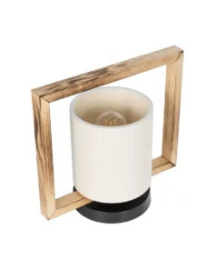 GloboStar® CUP 203-0052 Vintage Επιτραπέζιο Φωτιστικό Πορτατίφ Μονόφωτο 1 x E27 IP20 Καφέ Ξύλο με Λευκό Ύφασμα - Μ28 x Π20 x Υ28cm 15 203 0052 5