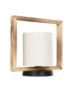 GloboStar® CUP 203-0052 Vintage Επιτραπέζιο Φωτιστικό Πορτατίφ Μονόφωτο 1 x E27 IP20 Καφέ Ξύλο με Λευκό Ύφασμα - Μ28 x Π20 x Υ28cm 16 203 0052 6