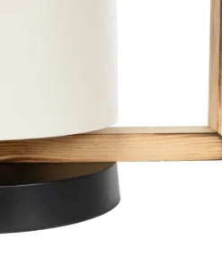 GloboStar® CUP 203-0052 Vintage Επιτραπέζιο Φωτιστικό Πορτατίφ Μονόφωτο 1 x E27 IP20 Καφέ Ξύλο με Λευκό Ύφασμα - Μ28 x Π20 x Υ28cm 17 203 0052 7