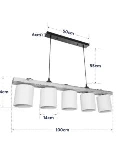 GLOBOSTAR® CUP 203-0054 Vintage Κρεμαστό Φωτιστικό Οροφής με Ντουί 5 x E27 AC 220-240V IP20 - Μπεζ & Λευκό - Μ100 x Π14 x Υ24cm 20 203 0054 10