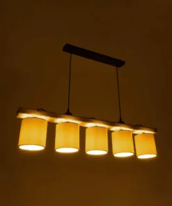 GLOBOSTAR® CUP 203-0054 Vintage Κρεμαστό Φωτιστικό Οροφής με Ντουί 5 x E27 AC 220-240V IP20 - Μπεζ & Λευκό - Μ100 x Π14 x Υ24cm 12 203 0054 2