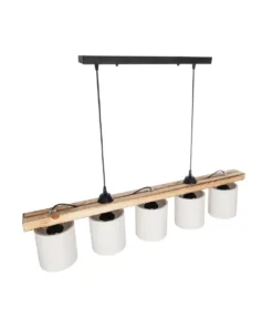 GLOBOSTAR® CUP 203-0054 Vintage Κρεμαστό Φωτιστικό Οροφής με Ντουί 5 x E27 AC 220-240V IP20 - Μπεζ & Λευκό - Μ100 x Π14 x Υ24cm 15 203 0054 5