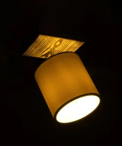 Alternative view of GloboStar® CUP 203-0057 Vintage Φωτιστικό Οροφής Σποτ Μονόφωτο 1 x E27 IP20 Μπεζ Ξύλο με Λευκό Ύφασμα - Μ14.5 x Π14.5 x Υ25cm