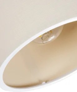 GloboStar® CUP 203-0057 Vintage Φωτιστικό Οροφής Σποτ Μονόφωτο 1 x E27 IP20 Μπεζ Ξύλο με Λευκό Ύφασμα - Μ14.5 x Π14.5 x Υ25cm 13 203 0057 5