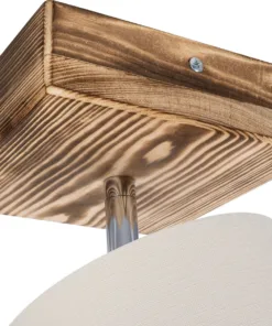 GloboStar® CUP 203-0057 Vintage Φωτιστικό Οροφής Σποτ Μονόφωτο 1 x E27 IP20 Μπεζ Ξύλο με Λευκό Ύφασμα - Μ14.5 x Π14.5 x Υ25cm 14 203 0057 6