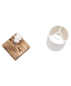 GloboStar® CUP 203-0057 Vintage Φωτιστικό Οροφής Σποτ Μονόφωτο 1 x E27 IP20 Μπεζ Ξύλο με Λευκό Ύφασμα - Μ14.5 x Π14.5 x Υ25cm 15 203 0057 7