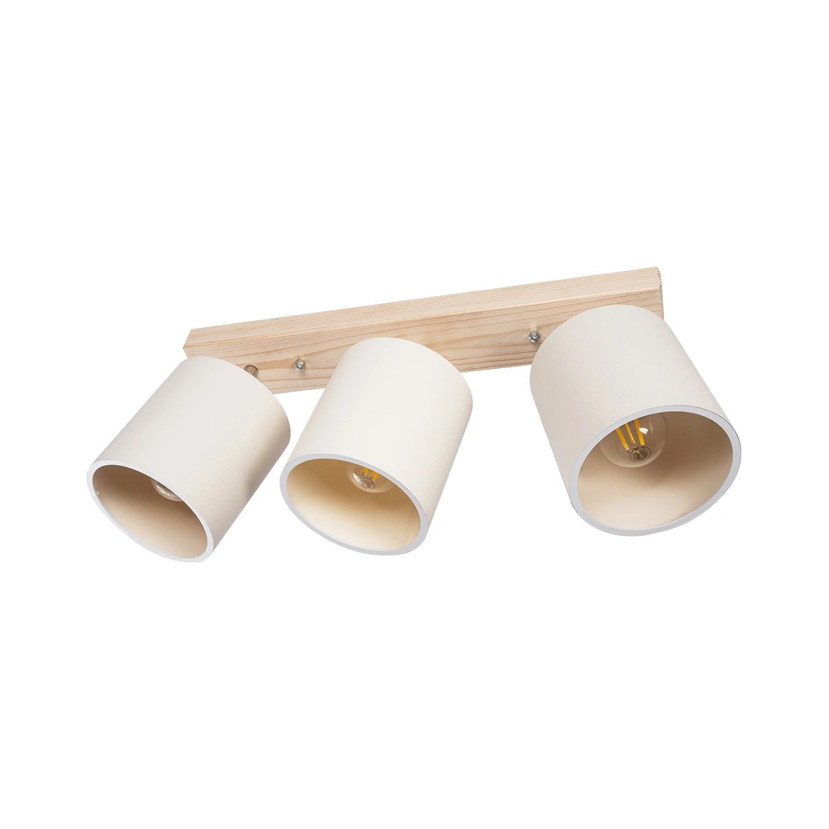 GloboStar® CUP 203-0058 Vintage Φωτιστικό Οροφής Ράγα Τρίφωτο 3 x E27 IP20 Μπέζ Ξύλο με Λευκό Ύφασμα - Μ60 x Π14 x Υ26cm 4 GloboStar® CUP 203-0058 Vintage Φωτιστικό Οροφής Ράγα Τρίφωτο 3 x E27 IP20 Μπέζ Ξύλο με Λευκό Ύφασμα - Μ60 x Π14 x Υ26cm - Image 3