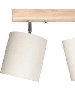 GloboStar® CUP 203-0058 Vintage Φωτιστικό Οροφής Ράγα Τρίφωτο 3 x E27 IP20 Μπέζ Ξύλο με Λευκό Ύφασμα - Μ60 x Π14 x Υ26cm 13 203 0058 5
