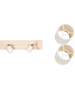 GloboStar® CUP 203-0059 Vintage Φωτιστικό Οροφής Ράγα Δίφωτο 2 x E27 IP20 Μπέζ Ξύλο με Λευκό Ύφασμα - Μ42 x Π14 x Υ26cm 15 203 0059 7