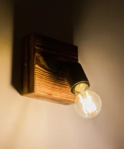 Alternative view of GloboStar® CUP 203-0062 Vintage Επιτοίχιο Φωτιστικό Απλίκα Μονόφωτο 1 x E27 IP20 Καφέ Ξύλο με Μαύρο Πλαστικό - Μ14.5 x Π14 x Υ15cm