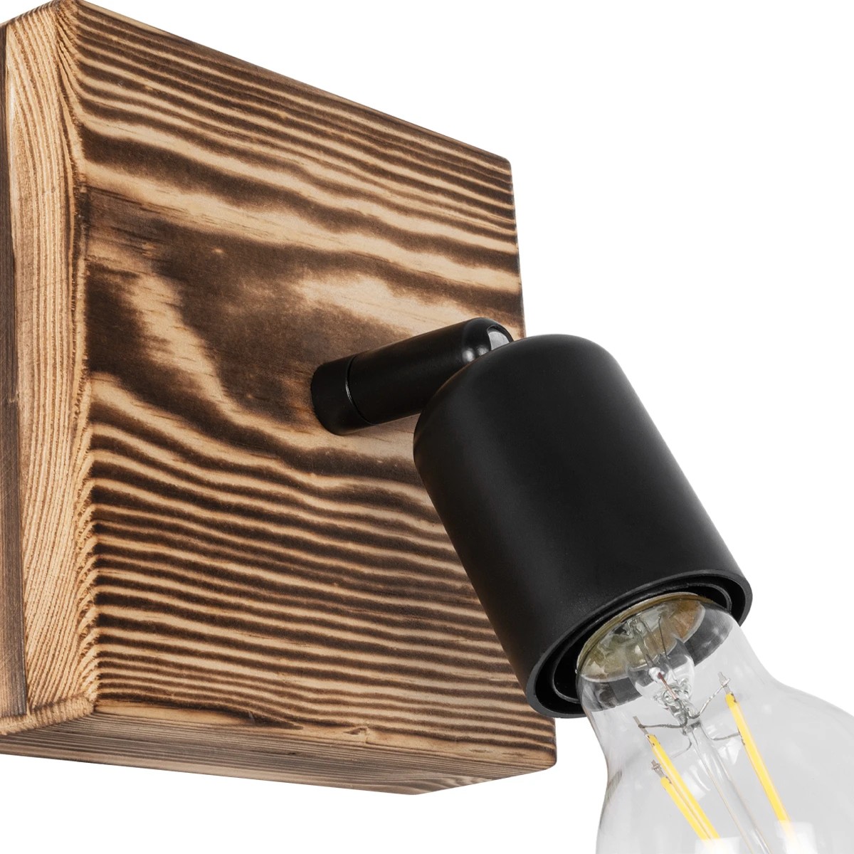 GloboStar® CUP 203-0062 Vintage Επιτοίχιο Φωτιστικό Απλίκα Μονόφωτο 1 x E27 IP20 Καφέ Ξύλο με Μαύρο Πλαστικό - Μ14.5 x Π14 x Υ15cm 6 GloboStar® CUP 203-0062 Vintage Επιτοίχιο Φωτιστικό Απλίκα Μονόφωτο 1 x E27 IP20 Καφέ Ξύλο με Μαύρο Πλαστικό - Μ14.5 x Π14 x Υ15cm - Image 5