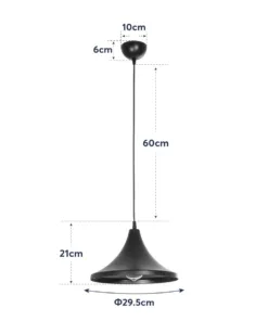 GLOBOSTAR® BELFRY 203-0078 Μοντέρνο Κρεμαστό Φωτιστικό Οροφής με Ντουί 1 x E27 AC 220-240V IP20 - Μαύρο - Μ29.5 x Π29.5 x Υ21cm 22 203 0078 11