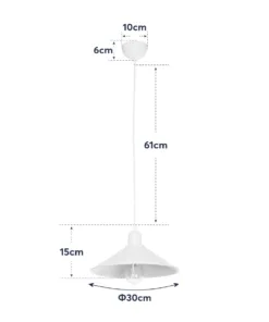 GLOBOSTAR® FERRO 203-0087 Μοντέρνο Κρεμαστό Φωτιστικό Οροφής με Ντουί 1 x E27 AC 220-240V IP20 - Λευκό - Μ30 x Π30 x Υ15cm 22 203 0087 11