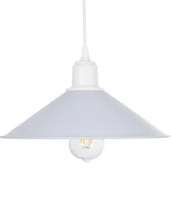 GLOBOSTAR® FERRO 203-0087 Μοντέρνο Κρεμαστό Φωτιστικό Οροφής με Ντουί 1 x E27 AC 220-240V IP20 - Λευκό - Μ30 x Π30 x Υ15cm 15 203 0087 4