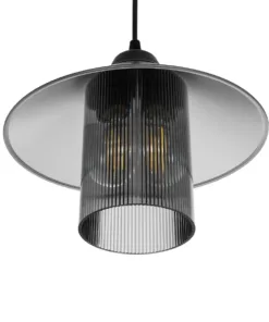 GLOBOSTAR® PROMO 203-0089 Μοντέρνο Κρεμαστό Φωτιστικό Οροφής με Ντουί 1 x E27 AC 220-240V IP20 - Μαύρο & Μαύρο Φιμέ - Μ25.5 x Π25.5 x Υ20cm 16 203 0089 5