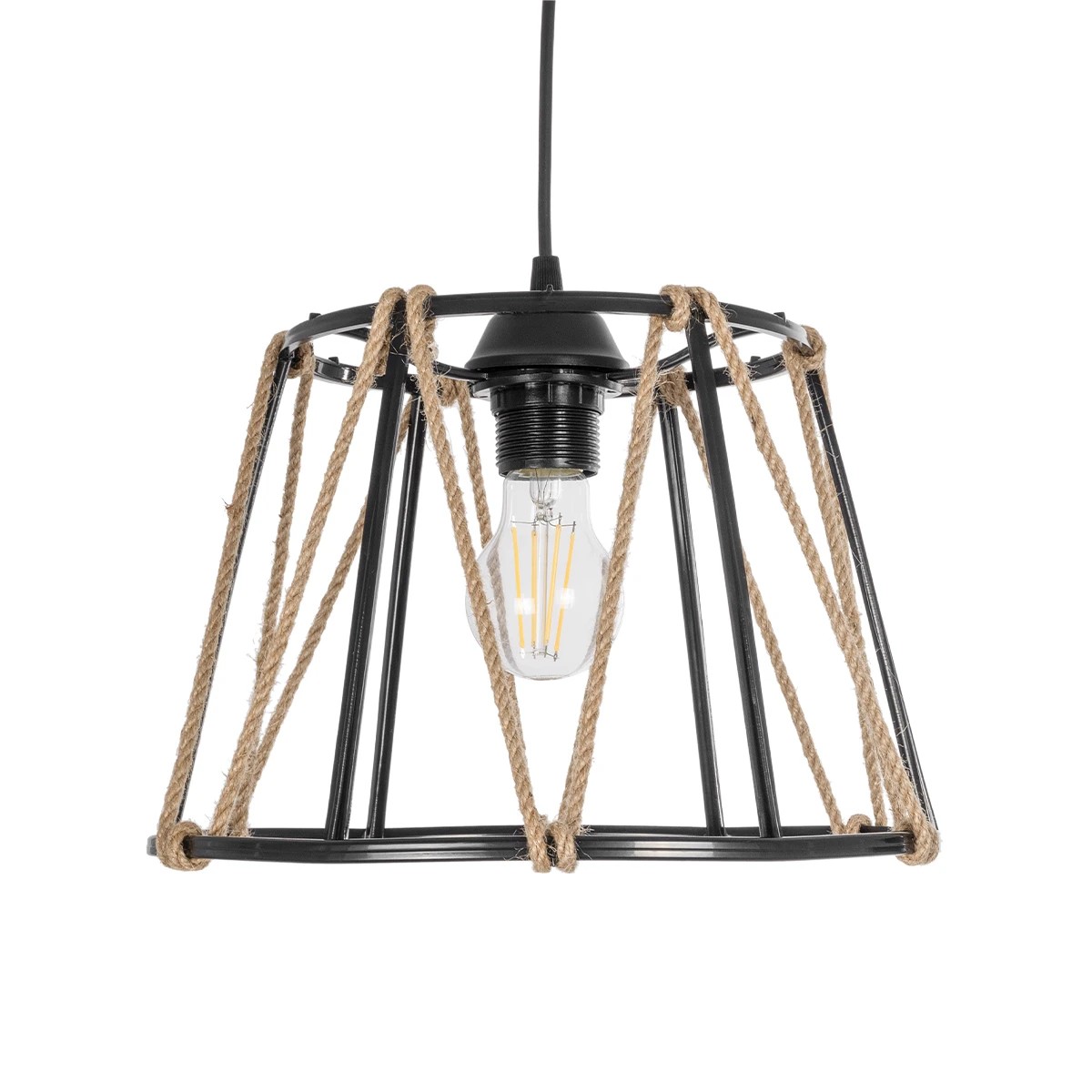 GLOBOSTAR® JUTE 203-0090 Μοντέρνο Κρεμαστό Φωτιστικό Οροφής με Ντουί 1 x E27 AC 220-240V IP20 - Μαύρο & Μπεζ - Μ30 x Π30 x Υ23cm 5 GLOBOSTAR® JUTE 203-0090 Μοντέρνο Κρεμαστό Φωτιστικό Οροφής με Ντουί 1 x E27 AC 220-240V IP20 - Μαύρο & Μπεζ - Μ30 x Π30 x Υ23cm - Image 4