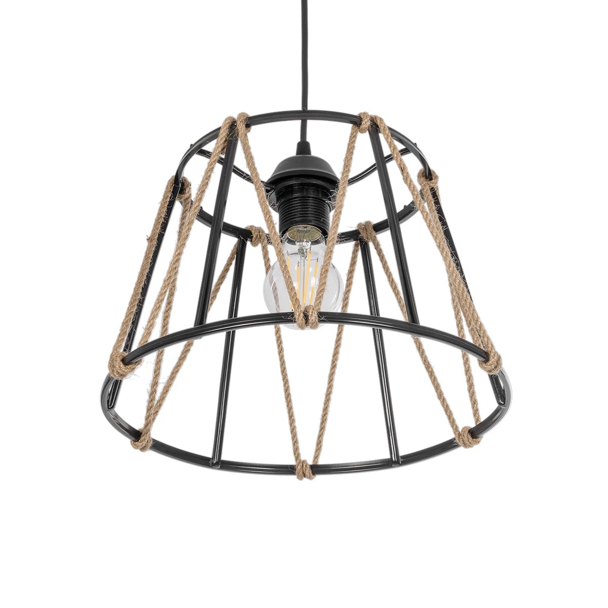 GLOBOSTAR® JUTE 203-0090 Μοντέρνο Κρεμαστό Φωτιστικό Οροφής με Ντουί 1 x E27 AC 220-240V IP20 - Μαύρο & Μπεζ - Μ30 x Π30 x Υ23cm 6 GLOBOSTAR® JUTE 203-0090 Μοντέρνο Κρεμαστό Φωτιστικό Οροφής με Ντουί 1 x E27 AC 220-240V IP20 - Μαύρο & Μπεζ - Μ30 x Π30 x Υ23cm - Image 5