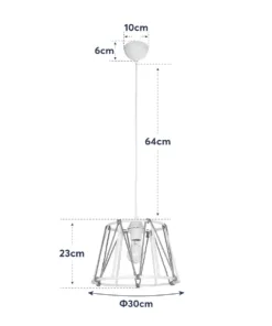 GLOBOSTAR® JUTE 203-0091 Μοντέρνο Κρεμαστό Φωτιστικό Οροφής με Ντουί 1 x E27 AC 220-240V IP20 - Λευκό & Μπεζ - Μ30 x Π30 x Υ23cm 22 203 0091 11