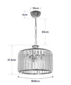 GLOBOSTAR® GLAMOROUS 203-0094 Κλασικό Κρεμαστό Φωτιστικό Οροφής με Ντουί 3 x E27 AC 220-240V IP20 - Χρυσό & Διάφανο - Μ28 x Π28 x Υ21.5cm 20 203 0094 10