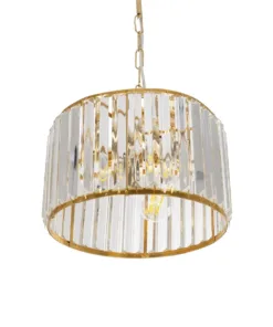 GLOBOSTAR® GLAMOROUS 203-0094 Κλασικό Κρεμαστό Φωτιστικό Οροφής με Ντουί 3 x E27 AC 220-240V IP20 - Χρυσό & Διάφανο - Μ28 x Π28 x Υ21.5cm 15 203 0094 5