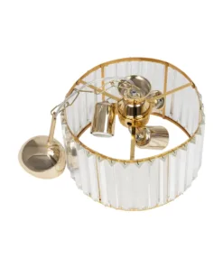 GLOBOSTAR® GLAMOROUS 203-0094 Κλασικό Κρεμαστό Φωτιστικό Οροφής με Ντουί 3 x E27 AC 220-240V IP20 - Χρυσό & Διάφανο - Μ28 x Π28 x Υ21.5cm 19 203 0094 9