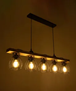 Alternative view of GLOBOSTAR® BARISTA 203-0095 Vintage Κρεμαστό Φωτιστικό Οροφής με Ντουί 5 x E27 AC 220-240V IP20 - Μπεζ & Μαύρο - Μ100 x Π14.5 x Υ26cm