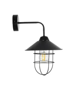GloboStar® CAGE 203-0096 Vintage Επιτοίχιο Φωτιστικό Απλίκα Μονόφωτο 1 x E27 IP20 Μαύρο Πλαστικό - M22 x Π28 x Υ35cm 12 203 0096 4