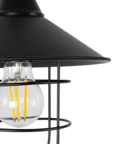 GloboStar® CAGE 203-0096 Vintage Επιτοίχιο Φωτιστικό Απλίκα Μονόφωτο 1 x E27 IP20 Μαύρο Πλαστικό - M22 x Π28 x Υ35cm 13 203 0096 5