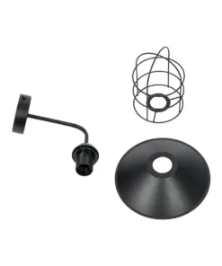 GloboStar® CAGE 203-0096 Vintage Επιτοίχιο Φωτιστικό Απλίκα Μονόφωτο 1 x E27 IP20 Μαύρο Πλαστικό - M22 x Π28 x Υ35cm 15 203 0096 7