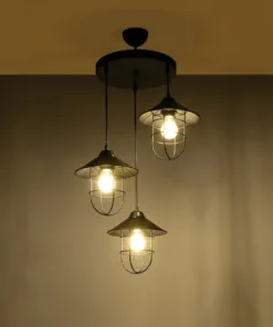 Alternative view of GLOBOSTAR® CAGE 203-0097 Vintage Κρεμαστό Φωτιστικό Οροφής με Ντουί 3 x E27 AC 220-240V IP20 - Μαύρο - Μ45 x Π45 x Υ45cm