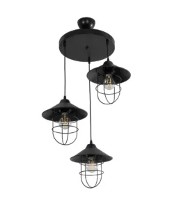 GLOBOSTAR® CAGE 203-0097 Vintage Κρεμαστό Φωτιστικό Οροφής με Ντουί 3 x E27 AC 220-240V IP20 - Μαύρο - Μ45 x Π45 x Υ45cm 13 203 0097 4