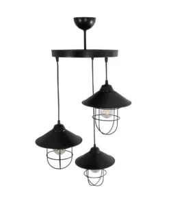 GLOBOSTAR® CAGE 203-0097 Vintage Κρεμαστό Φωτιστικό Οροφής με Ντουί 3 x E27 AC 220-240V IP20 - Μαύρο - Μ45 x Π45 x Υ45cm 14 203 0097 5