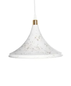 GLOBOSTAR® MARBLE 203-0098 Μοντέρνο Κρεμαστό Φωτιστικό Οροφής με Ντουί 1 x E27 AC 220-240V IP20 - Λεύκο & Χρυσό - Μ30 x Π30 x Υ20cm 14 203 0098 4