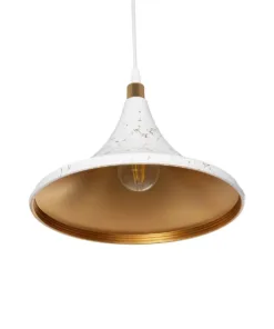 GLOBOSTAR® MARBLE 203-0098 Μοντέρνο Κρεμαστό Φωτιστικό Οροφής με Ντουί 1 x E27 AC 220-240V IP20 - Λεύκο & Χρυσό - Μ30 x Π30 x Υ20cm 15 203 0098 5