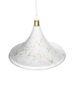 GLOBOSTAR® MARBLE 203-0098 Μοντέρνο Κρεμαστό Φωτιστικό Οροφής με Ντουί 1 x E27 AC 220-240V IP20 - Λεύκο & Χρυσό - Μ30 x Π30 x Υ20cm 16 203 0098 6