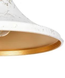 GLOBOSTAR® MARBLE 203-0098 Μοντέρνο Κρεμαστό Φωτιστικό Οροφής με Ντουί 1 x E27 AC 220-240V IP20 - Λεύκο & Χρυσό - Μ30 x Π30 x Υ20cm 17 203 0098 7