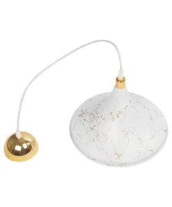 GLOBOSTAR® MARBLE 203-0098 Μοντέρνο Κρεμαστό Φωτιστικό Οροφής με Ντουί 1 x E27 AC 220-240V IP20 - Λεύκο & Χρυσό - Μ30 x Π30 x Υ20cm 19 203 0098 9