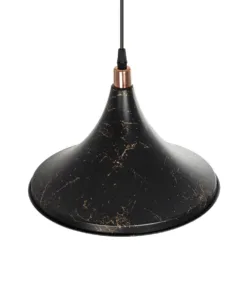 GLOBOSTAR® MARBLE 203-0099 Μοντέρνο Κρεμαστό Φωτιστικό Οροφής με Ντουί 1 x E27 AC 220-240V IP20 - Μαύρο & Χρυσό - Μ30 x Π30 x Υ20cm 16 203 0099 6