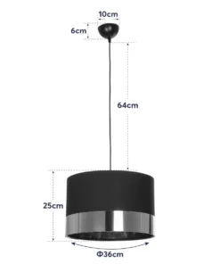 GLOBOSTAR® ZYKLUS 203-0101 Μοντέρνο Κρεμαστό Φωτιστικό Οροφής με Ντουί 1 x E27 AC 220-240V IP20 - Μαύρο & Καφέ - Μ36 x Π36 x Υ25cm 22 203 0101 11