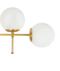 GloboStar® GLOBUS 203-0105 Μοντέρνο Φωτιστικό Οροφής Μπάλα Πολύφωτο 4 x E27 IP20 Χρυσό Μέταλλο με Λευκό Γυαλί - Μ70 x Π15 x Υ34cm 17 203 0105 7