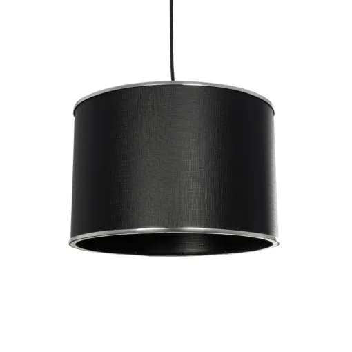 GloboStar® GLOBOSTAR® ELECTRA 203-0111 Μοντέρνο Κρεμαστό Φωτιστικό Οροφής με Ντουί 1 x E27 AC 220-240V IP20 - Mαύρο & Ασημί - Μ30 x Π30 x Υ23cm
